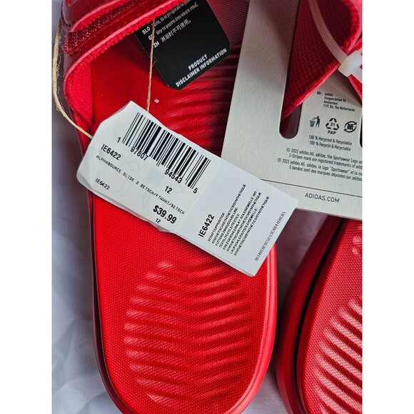 NWoB Adidas Alphabounce Slide 2.0 Sandals Slides Red White Stripes Men's 12 - Picture 5 of 5